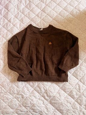 GAP Brown Crewneck Sweater with Gold Embroidered Motif